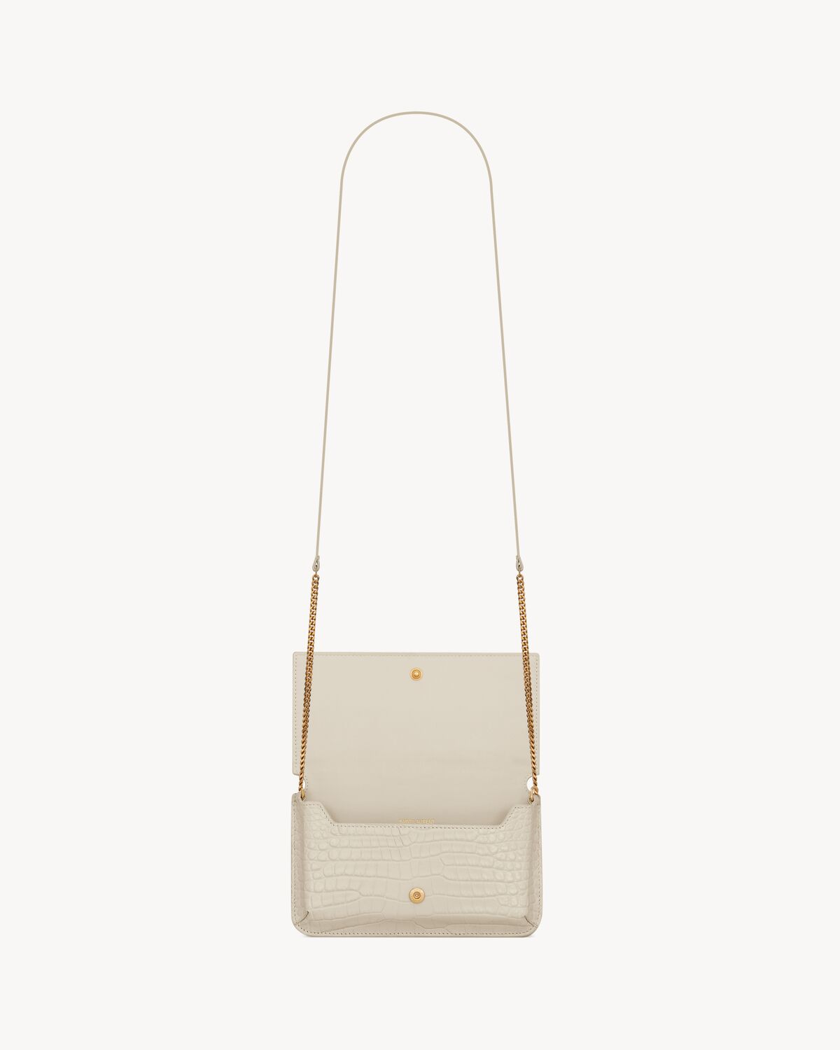 YSL Cassandre Phone Holder in Shiny Crocodile-Embossed Leather - Image 3